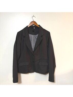 Miss Ashley Black Button-Front Blazer XL Womens Fitted Jacket 60% Cotton & 40% P